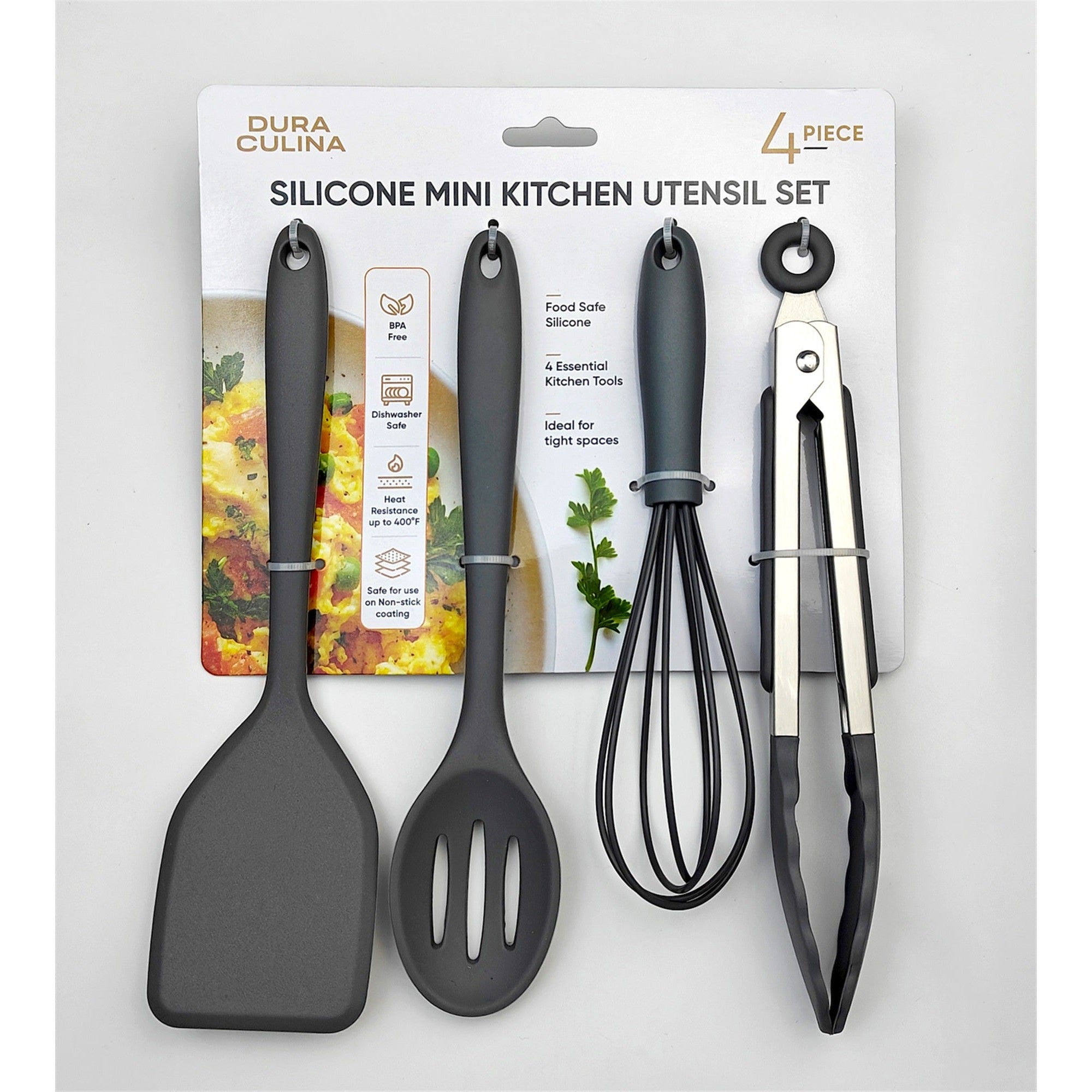 4-Piece Grey Mini Silicone Tool Set – Versatile, Non-Stick, and Stylish