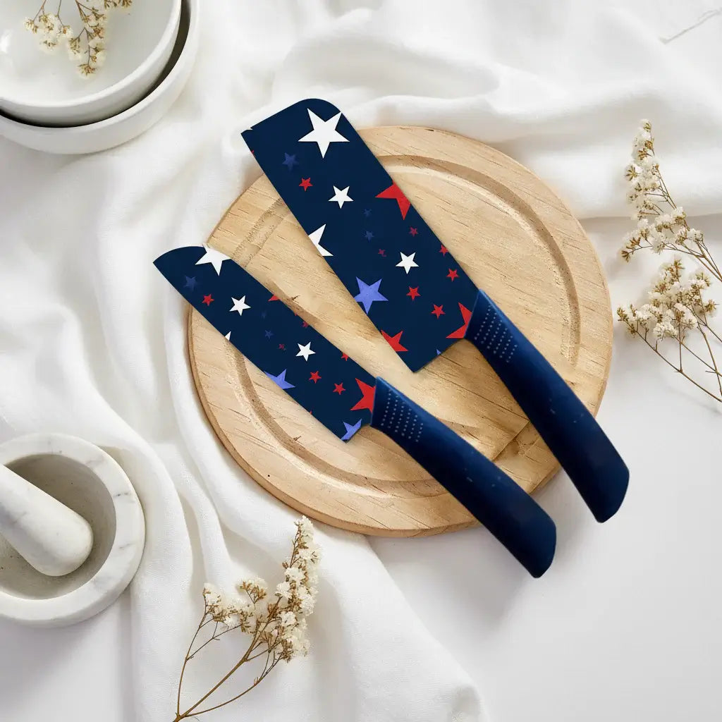 Star Printed Ceramic Kitchen Knife Set Dishwasher Safe Sharp Durable