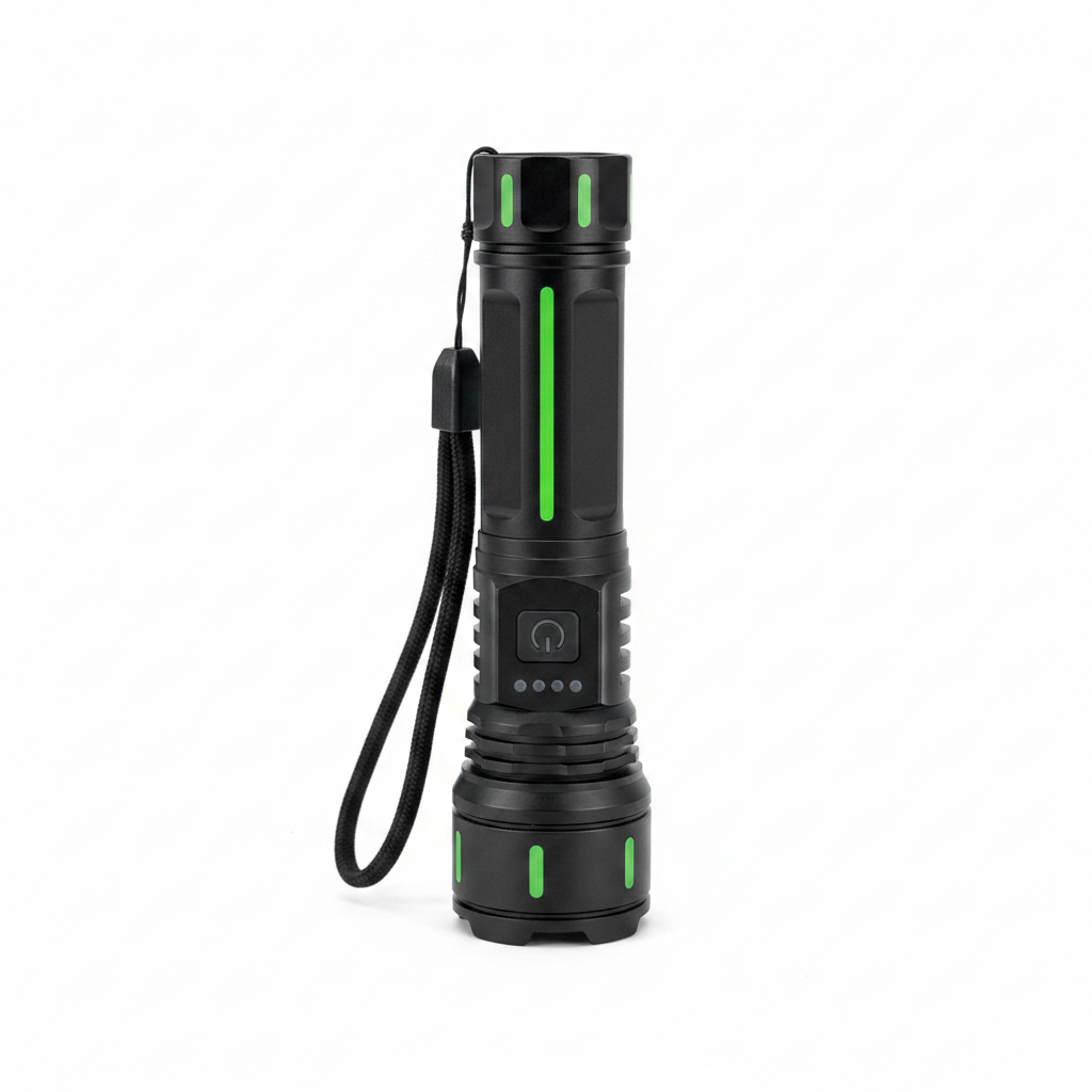 Super Bright LED Flashlight on white background
