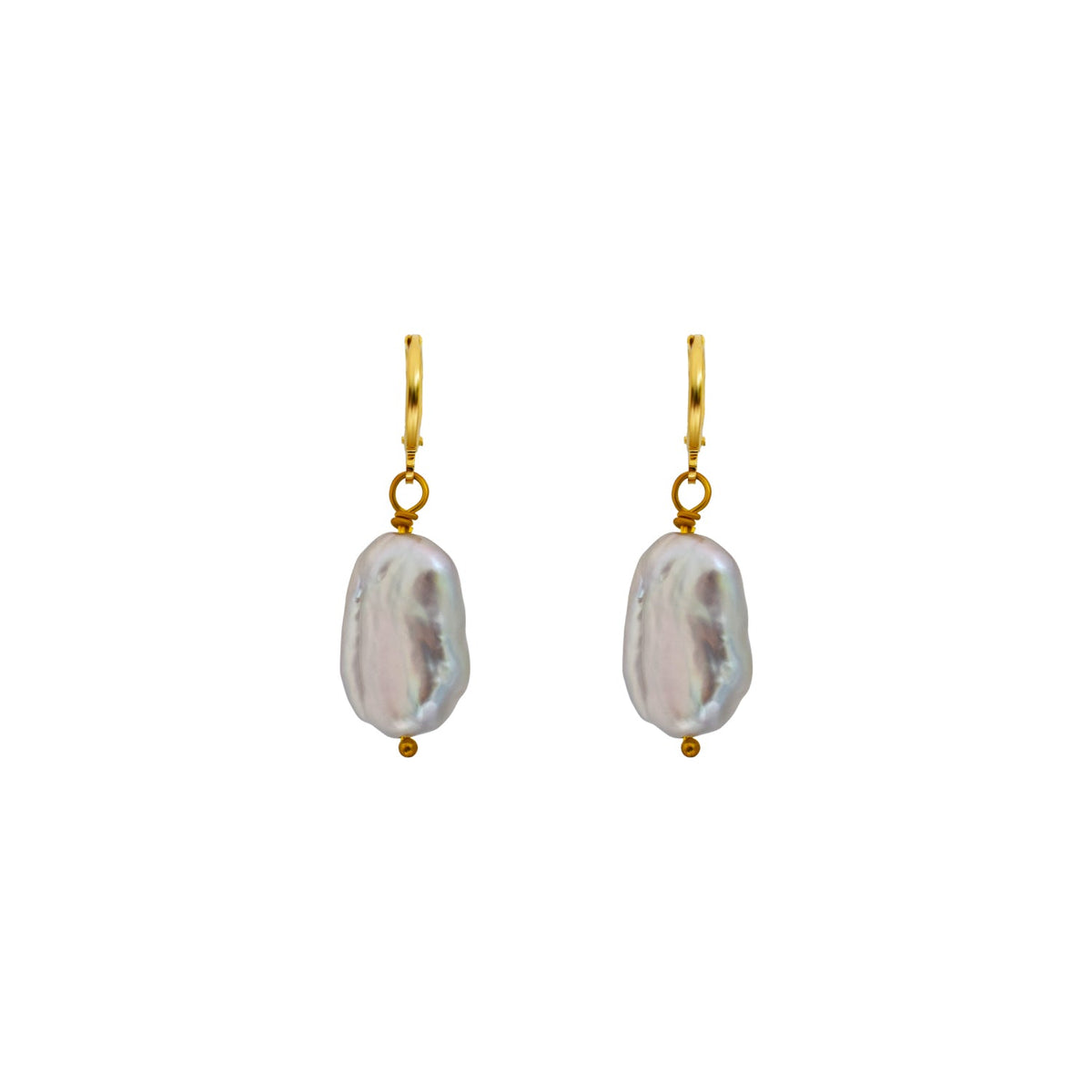 Silver freshwater pearl huggie hoop earrings | by Ifemi Jewels